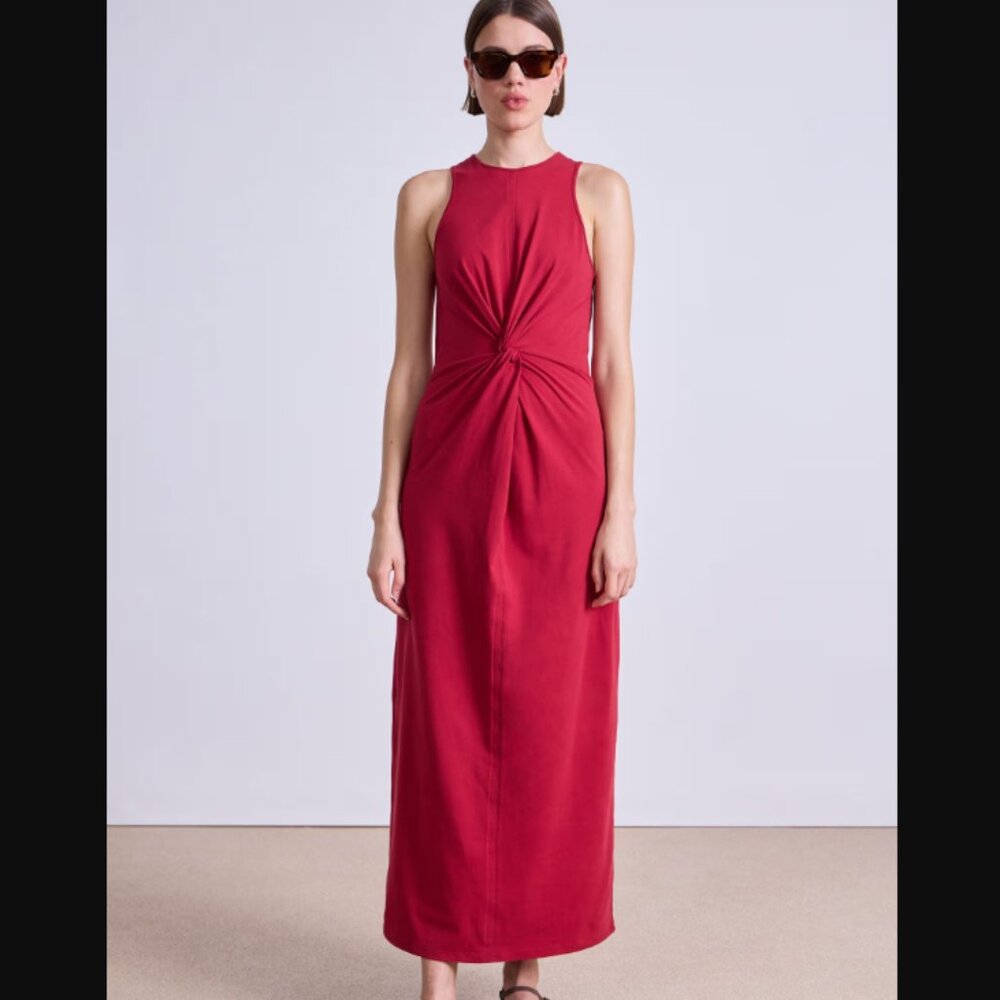 Apiece Apart Magna Twisted Tank Dress in Rumba Red Size Small